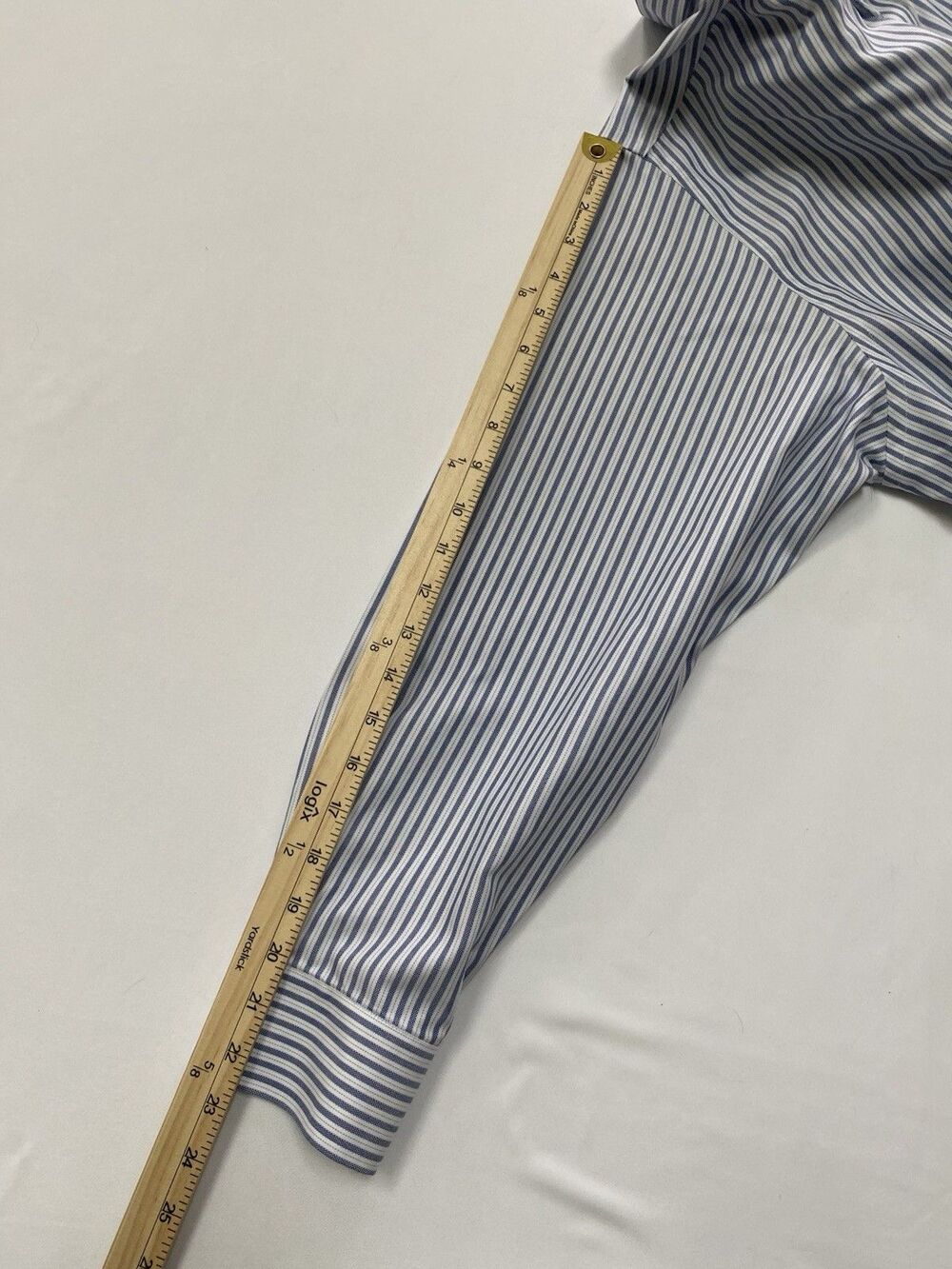 Cremieux Slim Fit Men’s Shirt Blue White Striped Pima Cotton Non-Iron L/S - Picture 6 of 7